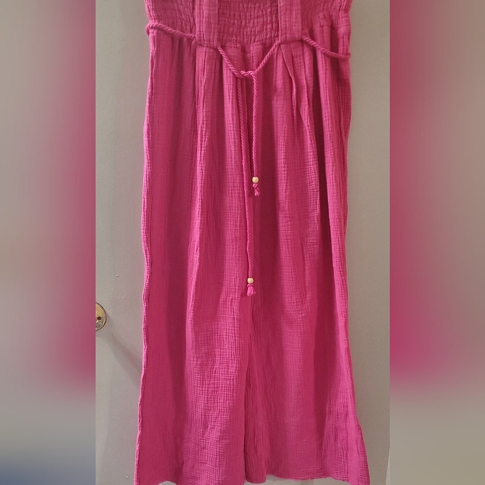 Chic Ban Jara Pink Wide Leg Pants With Rope Belt. Sz L